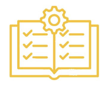 Product catalog icon: book and gear